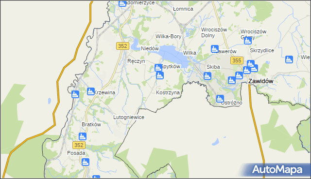 mapa Kostrzyna gmina Zgorzelec, Kostrzyna gmina Zgorzelec na mapie Targeo