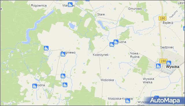 mapa Kostrzynek, Kostrzynek na mapie Targeo