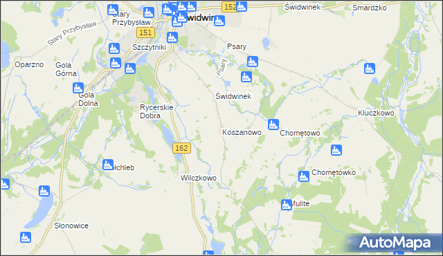 mapa Koszanowo gmina Brzeżno, Koszanowo gmina Brzeżno na mapie Targeo