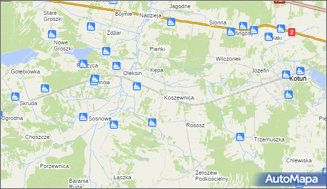 mapa Koszewnica gmina Kotuń, Koszewnica gmina Kotuń na mapie Targeo