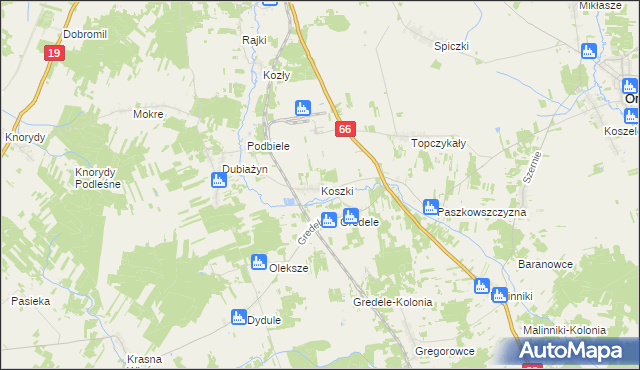 mapa Koszki, Koszki na mapie Targeo