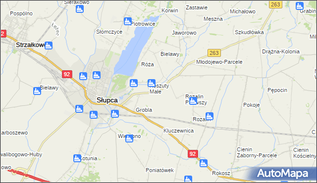 mapa Koszuty gmina Słupca, Koszuty gmina Słupca na mapie Targeo