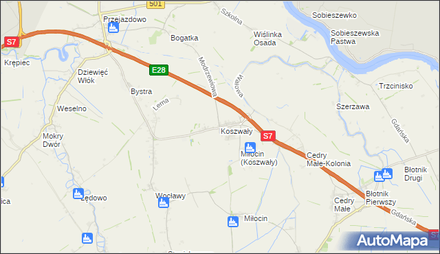 mapa Koszwały, Koszwały na mapie Targeo