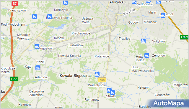 mapa Kotarwice, Kotarwice na mapie Targeo