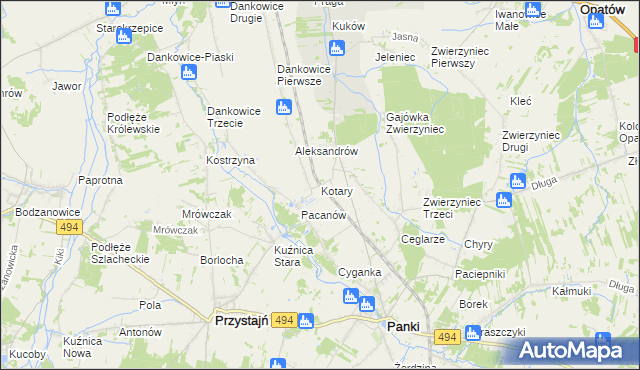mapa Kotary, Kotary na mapie Targeo