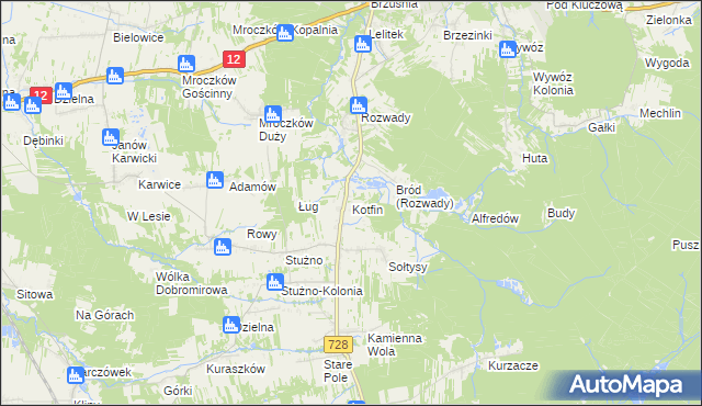 mapa Kotfin gmina Gielniów, Kotfin gmina Gielniów na mapie Targeo