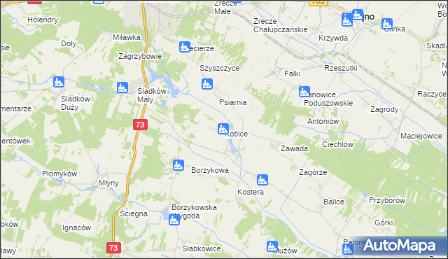 mapa Kotlice gmina Chmielnik, Kotlice gmina Chmielnik na mapie Targeo