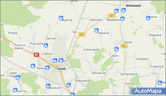 mapa Kotliszowice, Kotliszowice na mapie Targeo