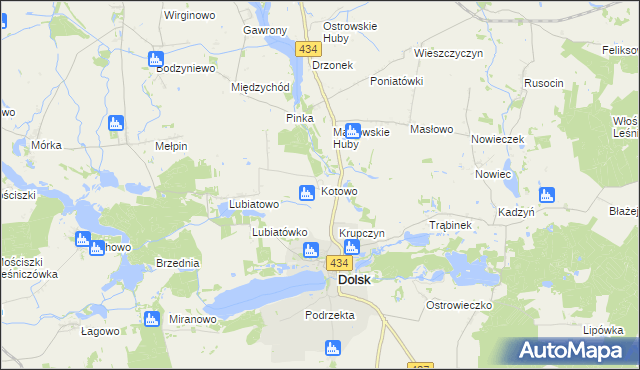 mapa Kotowo gmina Dolsk, Kotowo gmina Dolsk na mapie Targeo