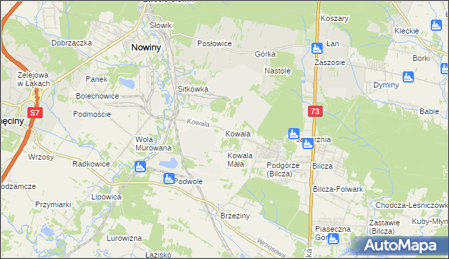 mapa Kowala gmina Sitkówka-Nowiny, Kowala gmina Sitkówka-Nowiny na mapie Targeo