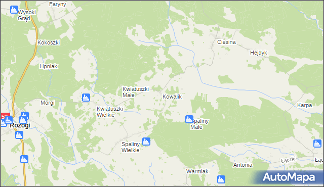 mapa Kowalik, Kowalik na mapie Targeo