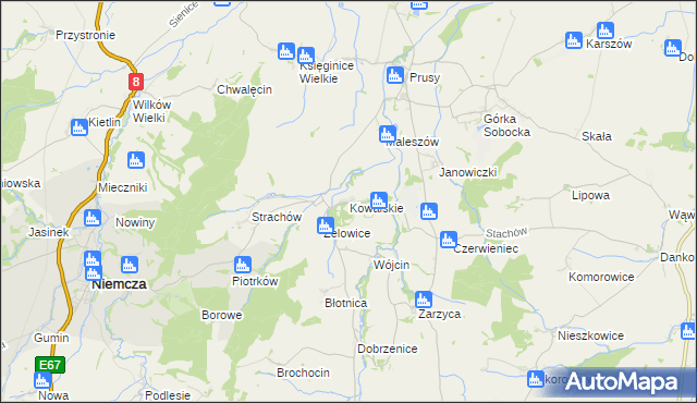 mapa Kowalskie gmina Kondratowice, Kowalskie gmina Kondratowice na mapie Targeo