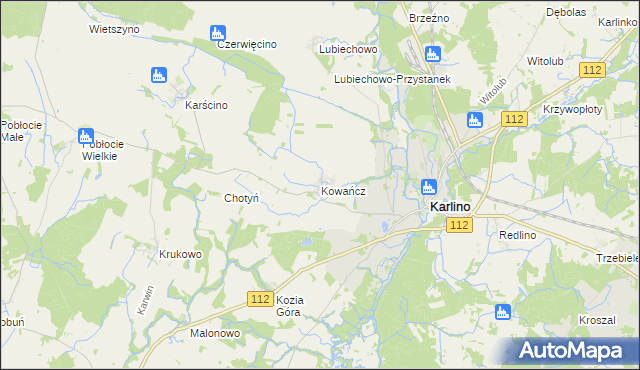 mapa Kowańcz, Kowańcz na mapie Targeo