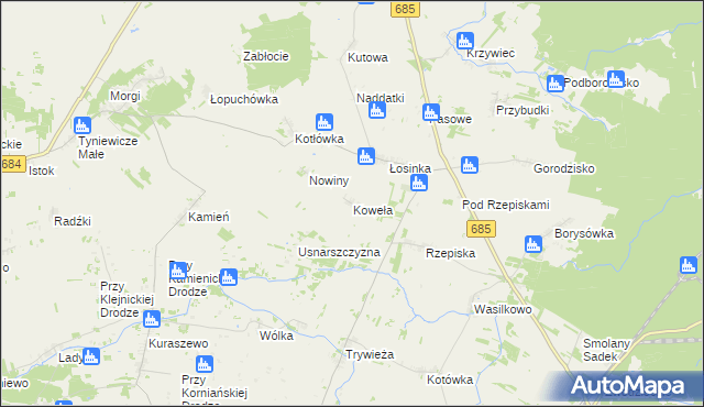 mapa Koweła, Koweła na mapie Targeo