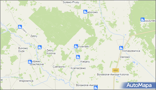 mapa Kownatki gmina Radziłów, Kownatki gmina Radziłów na mapie Targeo