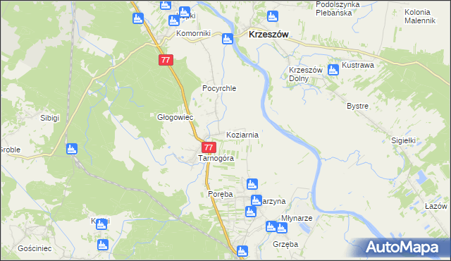 mapa Koziarnia, Koziarnia na mapie Targeo