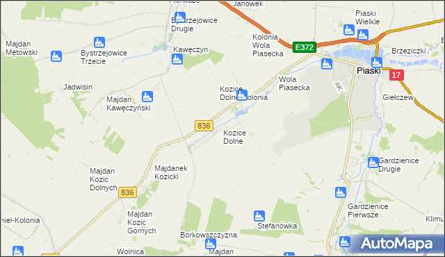 mapa Kozice Dolne, Kozice Dolne na mapie Targeo