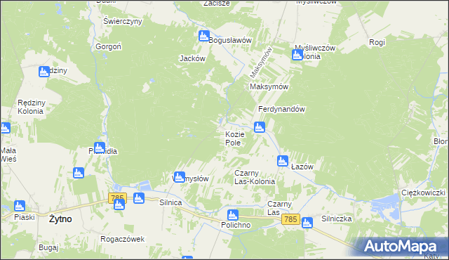 mapa Kozie Pole, Kozie Pole na mapie Targeo