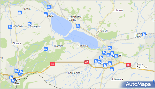 mapa Kozielno, Kozielno na mapie Targeo