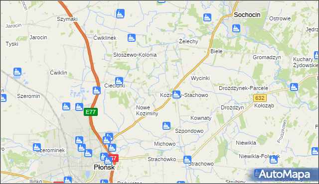 mapa Koziminy-Stachowo, Koziminy-Stachowo na mapie Targeo