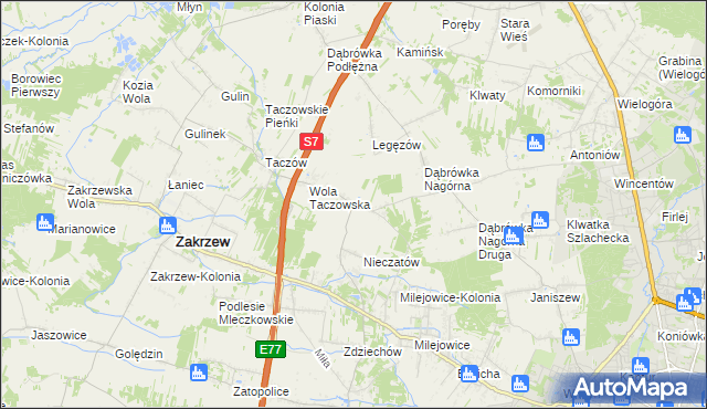 mapa Kozinki, Kozinki na mapie Targeo