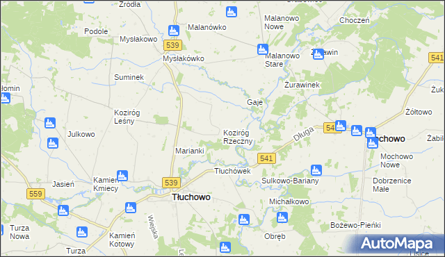 mapa Koziróg Rzeczny, Koziróg Rzeczny na mapie Targeo