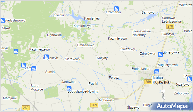 mapa Kozjaty, Kozjaty na mapie Targeo