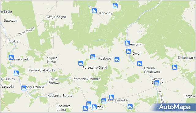 mapa Kozłowo gmina Grodzisk, Kozłowo gmina Grodzisk na mapie Targeo
