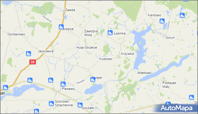 mapa Kozłowo gmina Łasin, Kozłowo gmina Łasin na mapie Targeo