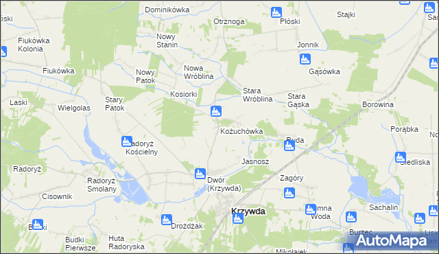 mapa Kożuchówka, Kożuchówka na mapie Targeo