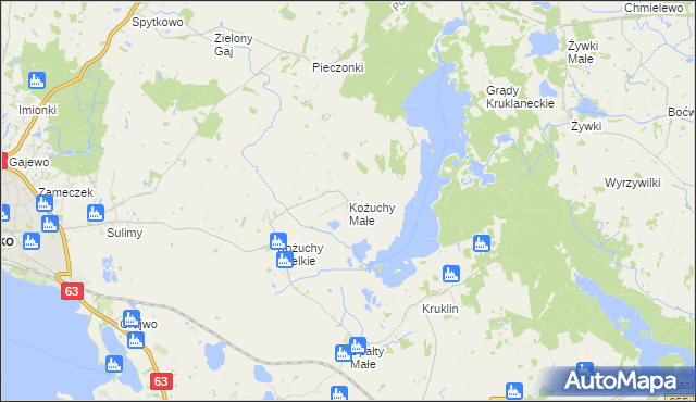 mapa Kożuchy Małe, Kożuchy Małe na mapie Targeo