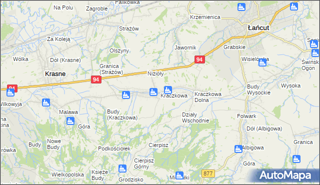 mapa Kraczkowa, Kraczkowa na mapie Targeo