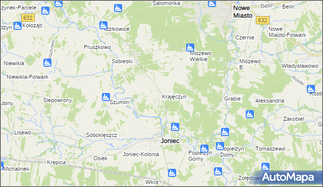 mapa Krajęczyn, Krajęczyn na mapie Targeo
