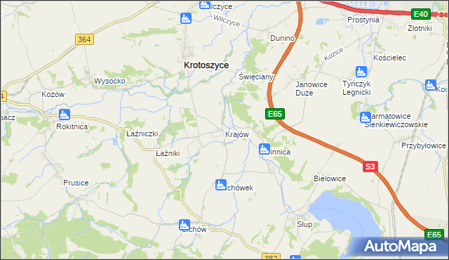 mapa Krajów gmina Krotoszyce, Krajów gmina Krotoszyce na mapie Targeo