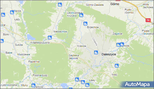 mapa Kranów, Kranów na mapie Targeo