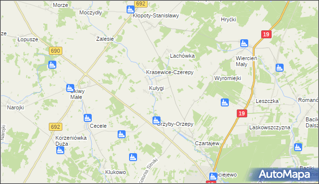 mapa Krasewice Stare, Krasewice Stare na mapie Targeo