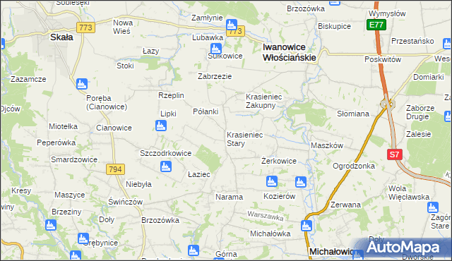 mapa Krasieniec Stary, Krasieniec Stary na mapie Targeo