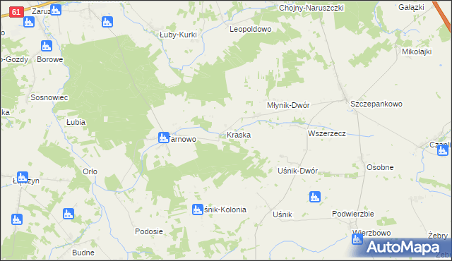 mapa Kraska gmina Miastkowo, Kraska gmina Miastkowo na mapie Targeo