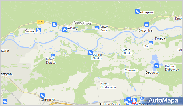 mapa Krasne Dłusko, Krasne Dłusko na mapie Targeo