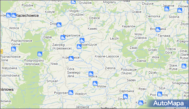 mapa Krasne-Lasocice, Krasne-Lasocice na mapie Targeo