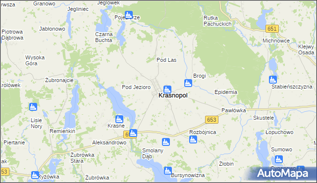 mapa Krasnopol, Krasnopol na mapie Targeo