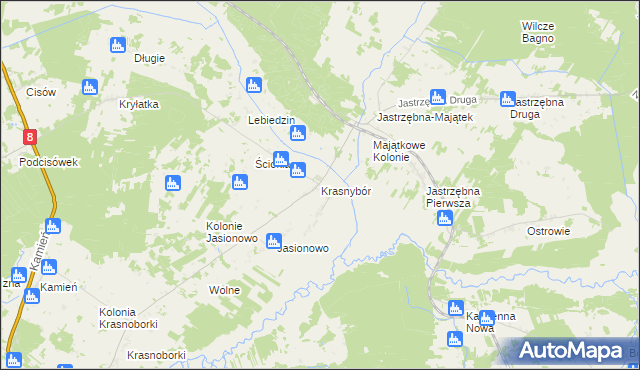 mapa Krasnybór, Krasnybór na mapie Targeo