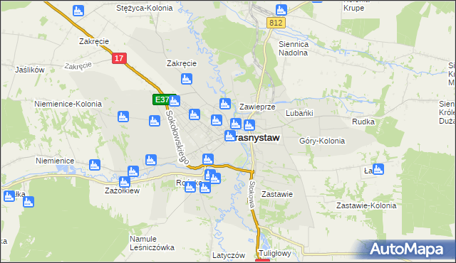 mapa Krasnystaw, Krasnystaw na mapie Targeo