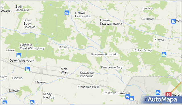 mapa Kraszewo-Czubaki, Kraszewo-Czubaki na mapie Targeo