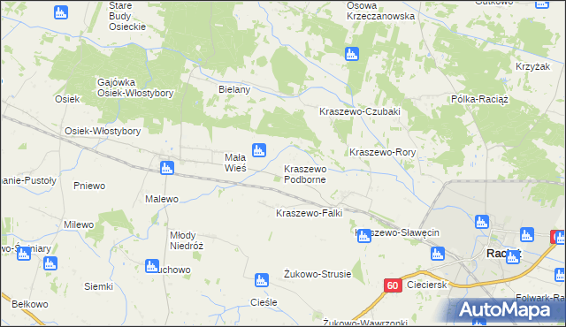 mapa Kraszewo Podborne, Kraszewo Podborne na mapie Targeo