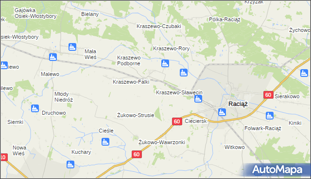 mapa Kraszewo-Sławęcin, Kraszewo-Sławęcin na mapie Targeo