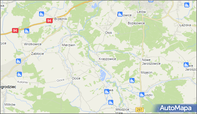 mapa Kraszowice, Kraszowice na mapie Targeo