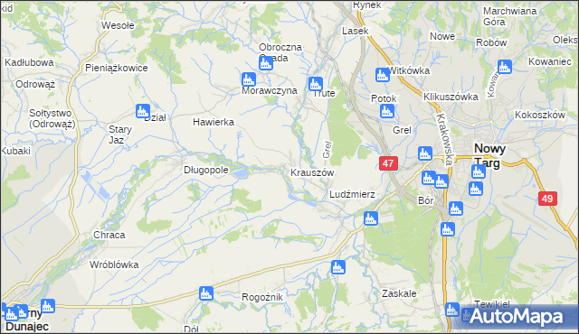 mapa Krauszów, Krauszów na mapie Targeo