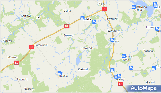 mapa Krawczyki, Krawczyki na mapie Targeo