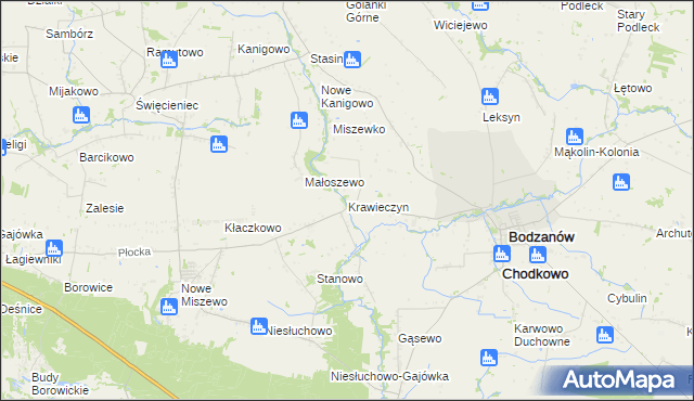 mapa Krawieczyn, Krawieczyn na mapie Targeo